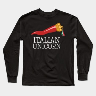 Italian Unicorn Funny Italian Lucky Charm Cornicello Long Sleeve T-Shirt